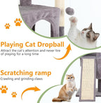 FDW Cat Tree for Indoor Cats 36 Inches Cat Tower Multi-Level Indoor Cat Play Condo House with Scratching Posts, Spacious Perch, Sisal Posts and Dangling Toys (Ashy)