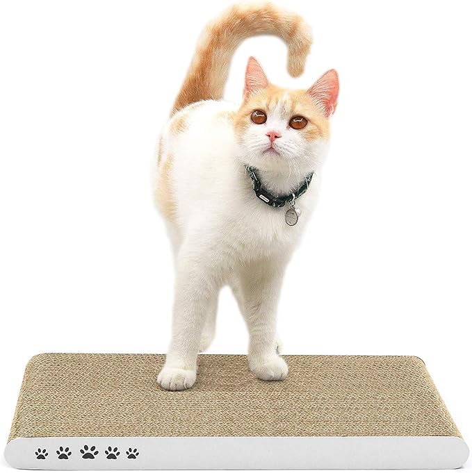 Cat Scratcher, Heavy Duty Scratch Pad, Durable Corrugated Cardboard Scratching Board for Indoor Cats, Double-Sided Usability, Recyclable, with Catnip