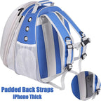Front Expandable Cat Backpack Carrier, Fit up to 20 lbs, Space Capsule Astronaut Bubble Window Pet Backpack to Carry and Transport Large Cat and Small Puppy Blue