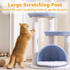 Modern Cat Tree Tower for Large Cat with Scratching Post for Indoor, 46 inch Multi-Level Cat Tower with Handwoven Beds, Cat Cave, Dangling Balls