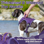 rabbitgoo Tactical Dog Harness for Large Dogs, No Pull Military Service Vest with Handle & Molle, Easy Control for Training Walking, Adjustable Reflective Straps, Purple, L