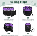Love's cabin Pet Puppy Dog Playpen, Small Dog Tent Crates Cage Indoor/Outdoor, Portable Playpen for Cat, Foldable Pop Up Dog Kennel Playpen with Carring Case, Removable Zipper Top, Purple