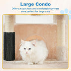 Hey-brother Cat Tree Tower with Extra Large Platform, Spacious Condo, 2 Cozy Hammocks, Self-Grooming Brush, Sisal Scratching Posts for Big Indoor Adult, Maine Coon, 35.4 Inches, Beige MPJ060M
