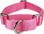 Mikivery Martingale Dog Collar Nylon Adjustable and Safety Training Colourful Comfortable Metal Buckle Pet Collars for Small Medium and Large Dogs(BabyPink,L)