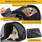 PAWZIDEA Portable Dog Crate for Car Travel, Collapsible Pet Travel Crates for Medium & Large Dogs, Enclosed Soft-Sided Car Kennel Carrier for Backseat, Secures w/Seatbelt & Headrest Strap, Chew-Proof