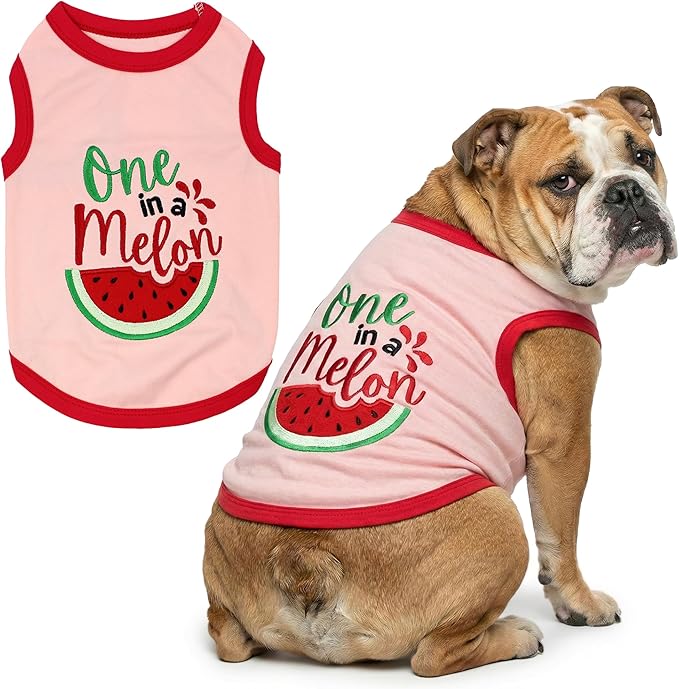 Parisian Pet Dog Shirt – 100% Cotton Shirts for Large Dogs – Pullover Sleeveless Puppy Vest – Breathable Cute Watermelon Pet Apparel – Pink Summer Dog Clothes - Stretchy T Shirts for Dogs