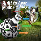 QDAN Large Dog Toys, 8 Inch Soccer Ball for Dogs with Straps, World Cup Interactive Toys for Tug of War, Puppy Birthday Gifts, Water Toy, Durable Dog Balls for Medium Large
