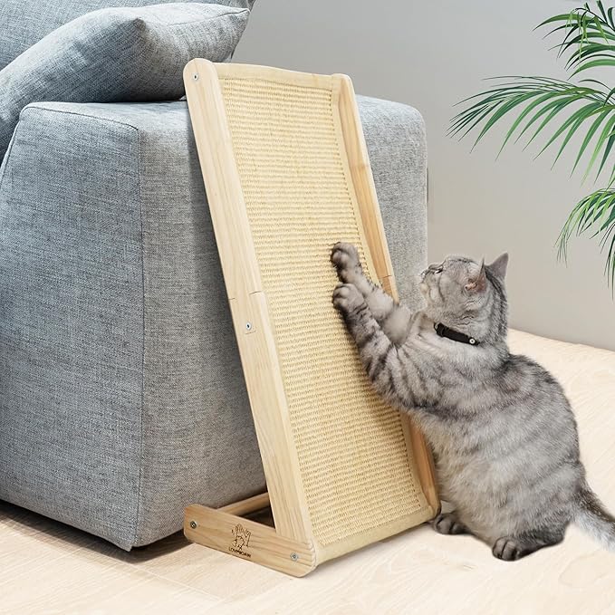 Cat Scratcher, Sisal Cat Scratching Ramp, Valentine's Day Gifts L Shape Cat Scratcher for Indoor Cats, Durable Natural Sisal Cat Scratch Furniture Protector