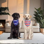 4th of July Dog Bandanas 2-Pack for Medium Large Dogs - Double-Sided Patriotic USA Flag & Paw Print Tie-On Scarves, Red White Blue for Boy or Girl Pups, 14-18" Neck