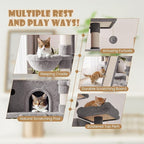 SHA CERLIN 81 Inches Extra Large Cat Tree for Indoor Adult Cats/XXL Big Cat Tower with Condo/Cozy Perches/Sisal Scratching Posts and Hammocks/Activity Center/F80/Heavy Duty/Grey