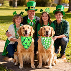 St. Patrick’s Day Bandanas 2-Pack for Small to Medium Dogs - Reversible Leprechaun Hats Shamrock Scarf, Green & White Pet Accessories for Irish Gift