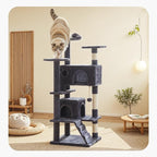 Cat Tree 54 Inch, Multi-Level Cat Tower with Condo, Perches, Sisal Scratching Posts and Climbing Ladder, Pet Play Toy Balls House for Indoor Cats