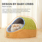Jiupety Cute Cat Beds for Indoor Cats, Cave Bed for Kittens, Hideaway Cat House & Tent with Anti-Slip Bottom, Washable Removable Cushion, M(16"x16"x13"), Green