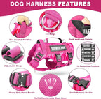 WINSEE Service Dog Vest Harness for Large Dog, Tactical Working MOLLE Vest with 10 Pet Patches, No Pull Heavy Duty Harness for Training Hunting Walking