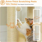 PETEPELA 58" Large Cat Tree for Big Adult Cats up to 30 lbs, Heavy Duty Cat Tower w/Extra-Thick Scratching Posts [φ3.9”], XL Hammock & Spacious Condo, Study Cat Furniture for Maine Coons, Beige