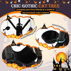 Tangkula Gothic Cat Tree, 67 Inch Tall Cat Tower with Sisal Scratching Posts and Ladder, 2 Cat Condos, Hammock, Basket Bed, Spooky Dangling Balls, Halloween Black Goth Cat Tree for Indoor Cats