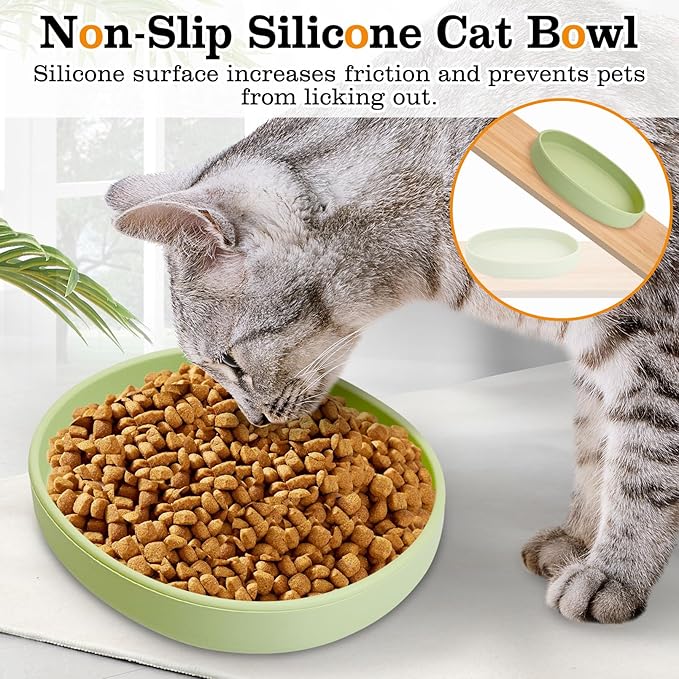 BNOSDM Silicone Dog Food Plate Shallow Dogs Bowl Flat Cat Dish 2 Pack Small Puppy Plates for Small Dog and Cats Whisker Fatigue Pet Feeding Bowls for Dry and Wet Food (Grey)