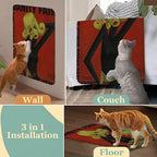 SCRATCHABLE Sisal Cat Scratcher, [+ Catnip Fish Toy], Cat Wall Scratcher, Couch Protector from Cat Scratching, Scratching Mat- 24 X 15.8 with 12 Adhesive Velcro Stripes
