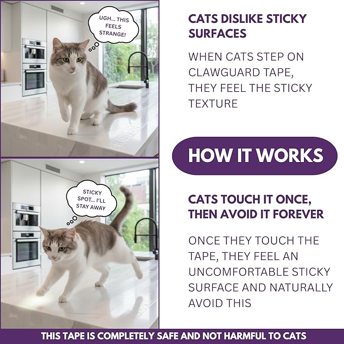 CLAWGUARD Cat Scratch Furniture Protector Tape Dispenser – Anti Scratch Cat Tape for Furniture, Couch Protector from Claws & Deterrent (XL)