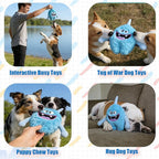 Plush Squeaky Dog Toy, Crinkle Stuffed Dog Toy Keep Them Busy Tug of War Birthday Dog Chew Toy for Small Medium Large Dogs (Light Blue)