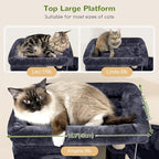 Globlazer Corner Cat Tree 66 inch Multi-Level Climbing Tower Kitty Condos Cat Scratching Tower for Indoor Multiple Cats with Large Platform, 3 Cat Caves, F66, Dark Grey
