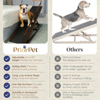 Dog ramp for Bed - PRIORPET Birchwood Adjustable Ramp for Dogs to Get on Bed: Dog ramps for High Beds up to 37 Inches – Foldable Ramp, Anti-Slip Grip & Safety Rails, Small Dogs Up to 120lbs – Walnut