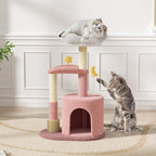 Magshion 33" Flower Cat Tree for Indoor Cats, Compact Cat Tower with Condo, Scratching Posts, Flower Perch & Dangling Toys for Kittens & Small Cats, Cute Cat Furniture Stand, Pink