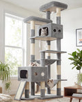 Globlazer Multi-Level Extra Large Tall Cat Tower 83 inch Sturdy Heavy Duty Cat Tree for Indoor Large Adult Cats Kittens with 2 Cat Condo, 8 Scratching Post, 2 Hammock, S83G, Light Grey