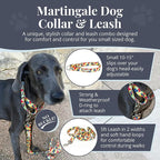 Lucky Love Dog Martingale Dog Collar & Leash - Adjustable, No-Slip, Durable, Comfortable, Soft Webbing, & Stylish Patterned Collar & Leash Set for Male and Female Dogs - Oscar Combo, Small