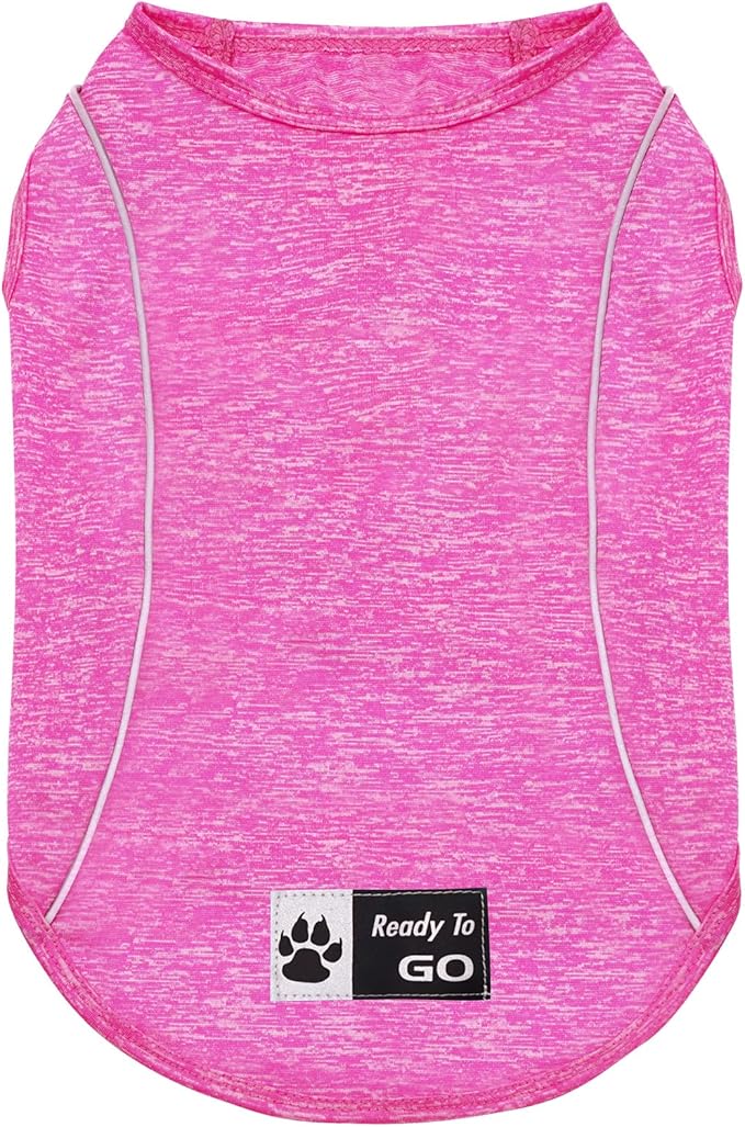 KYEESE Reflective Dog Shirt, Lightweight Sun Protection Dog T Shirts for Small Dogs Girl, Breathable Sleeveless Pet Tank Top Summer Dogs Clothes for Night Walking Outdoor, Rose Red, M