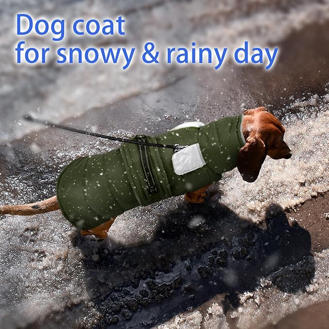 MIGOHI Snowproof Dog Coat - Thick Fleece Dog Jacket with Adjustable Collar, Keep Warm Winter Coat for Medium Dogs Cold Weather Walking Playing,Australian Shepherd,XL,ArmyGreen
