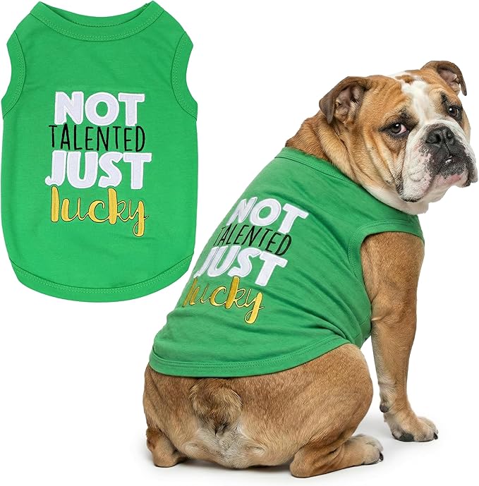 Parisian Pet Dog Shirt – 100% Cotton Green Shirts for Large Dogs – Sleeveless Puppy Vest – Lightweight and Breathable Funny Pet Apparel – St. Patrick’s Day Dog Clothes - Stretchy T Shirts for Dogs