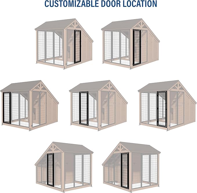 Backyard Discovery 7' x 5' Waggin' Retreat Cedar Wood Large Dog Kennel with Galvanized Steel Roof, Feeding Door, Doghouse Back Door, Water and Food Tray, Secure Lock Gate for Safe Outdoor Pet Shelter