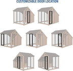 Backyard Discovery 7' x 5' Waggin' Retreat Cedar Wood Large Dog Kennel with Galvanized Steel Roof, Feeding Door, Doghouse Back Door, Water and Food Tray, Secure Lock Gate for Safe Outdoor Pet Shelter