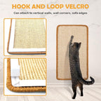 Cat Scratcher Mat,19.68 x 9.84 Inch Sisal Cat Scratching Pad Rug with Hook and Loop Sticky Cat Scratch Wall Mat Protect Carpet Sofa Floor Door