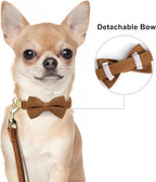 Beirui Adorable Small Dog Harness Collar and Leash Set,Cute XXS Puppy Harness Set with 3 Bows for Tiny Dogs,Chihuahua,Adjustable Step-in Vest for Daily Walking,Parties&Holiday Outfits(Brown,XXS)