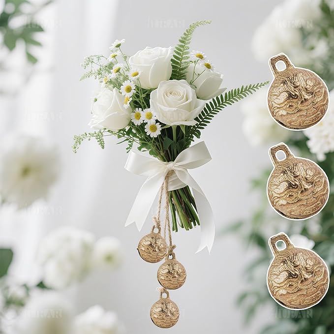 AUEAR, 8 Pieces Vintage Brass Bells 38mm Mini Jingle Bell for DIY Wind Chimes Home Decor