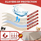 Living Room High Stretch Sofa Cover Pets Dogs Friendly, Cat Scratch Furniture Protector - Anti-Slip, Waterproof Sofa Cover to Keep Cats Off, Anti-Scratch Couch Cover for Pets and Kids 150"X91"Khaki