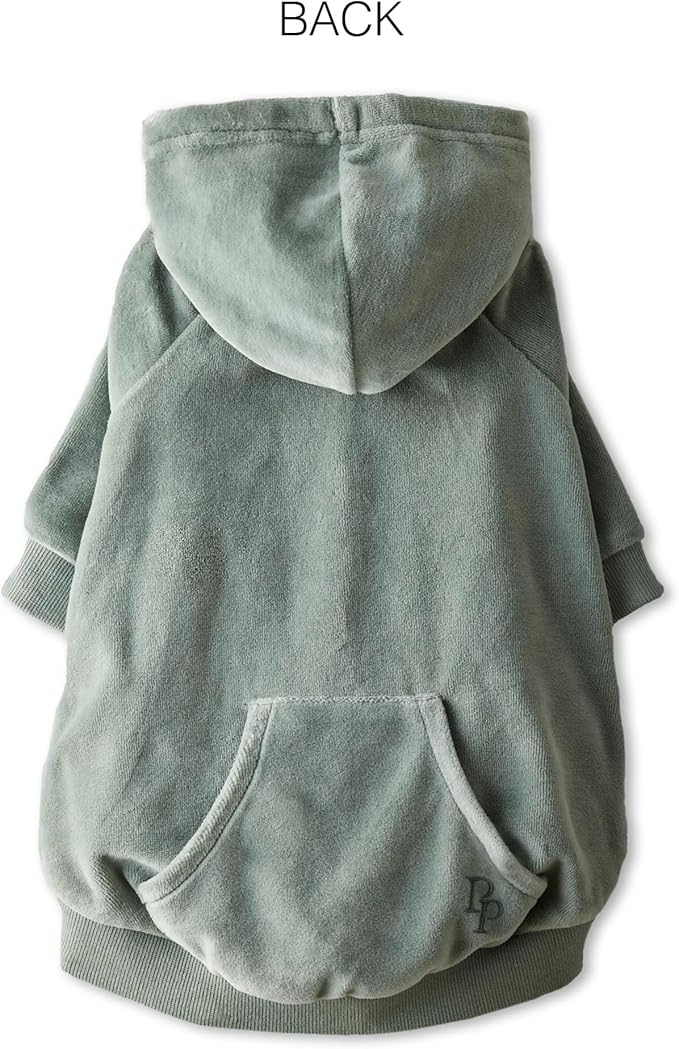 Cooper II Organic Cotton Velour Dog Hoodie Pet Coat for Small, Medium and Large Dogs, Sage, Large (40-60 lbs)