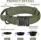 COOYOO Dog Collar,3 Piece Set Tactical Dog Collars, Adjustable Military Training Nylon Dog Collar with Control Handle and Heavy Metal Buckle for Medium and Large Dogs