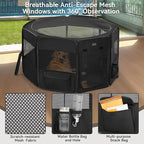 PETSFIT 45.5" Dog Playpen Indoor/Outdoor-Jump-Proof 28.5" Height with Removable Waterproof Mat & Zippered Roof | RV, Camping, Travel Dog Pen | Whelping & Cat Observation Space(45.5"L x 45.5"W x 28.5H)