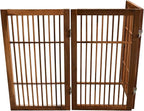 Urnporium Pet Dog Gate Freestanding, Strong Durable Folding Wooden Fence, Portable Acacia Hardwood Safety Barrier for Indoor & Outdoor Use (Brown Pet Gate, 3 Panel 30" Tall)