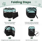 Love's cabin Pet Puppy Dog Playpen, Large Dog Tent Crates Cage Indoor/Outdoor, Portable Playpen for Cat, Foldable Pop Up Dog Kennel Playpen with Carring Case, Removable Zipper Top, Green