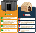 DRATO Large Dog House Outdoor for Indoor with Weatherproof & Removable Roof,Fits Small to Large (Black, 42.87 * 32.95 * 31.61'')