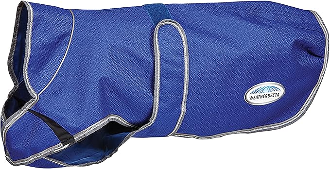 WeatherBeeta ComFiTec Premier Free Parka Deluxe Dog Coat Medium, Dark Blue/Grey/White, 28"