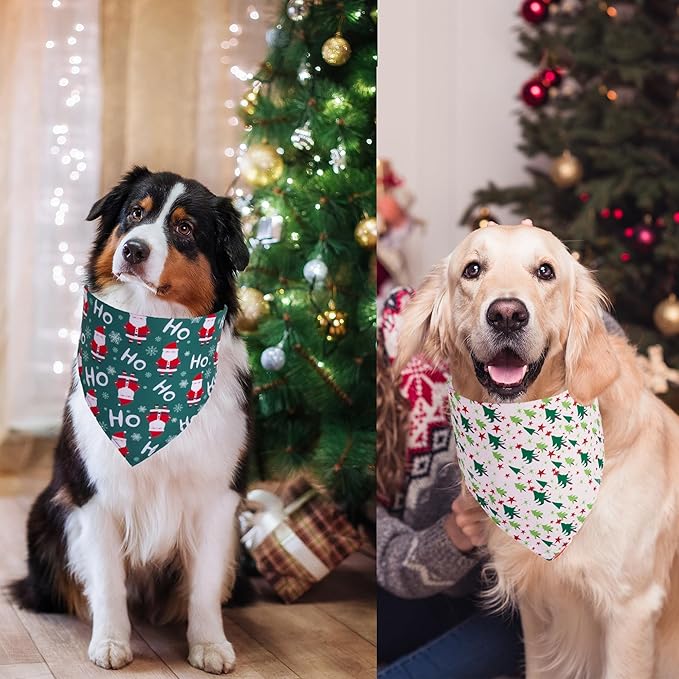 ADOGGYGO 4 Pack Dog Bandana Christmas Pet Scarf Triangle Bibs Kerchief Set Pet Christmas Costume Accessories Decoration for Large and X-Large Dogs (X-Large)