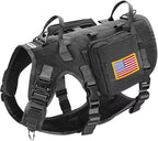 Forestpaw Dog Harness for Large Dogs,Tactical Dog Harness with Handle,No Pull Military Service Dog Vest with Pockets Adjustable for Walking Training,Black,Chest 21.5-45"