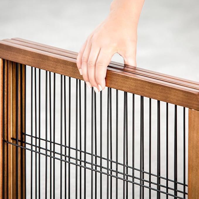 Carlson Pet Products Design Paw 62-Inch Super Wide 3 Panel Premium Wooden Pet Gate,Brown