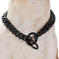Dog Chain Collar Dog Walking Collar 15mm Black Strong Stainless Steel Cuban Link Chain Collar for Small Medium Dogs（12 Inches