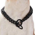 Dog Chain Collar Dog Walking Collar 15mm Black Strong Stainless Steel Cuban Link Chain Collar for Small Medium Dogs（12 Inches